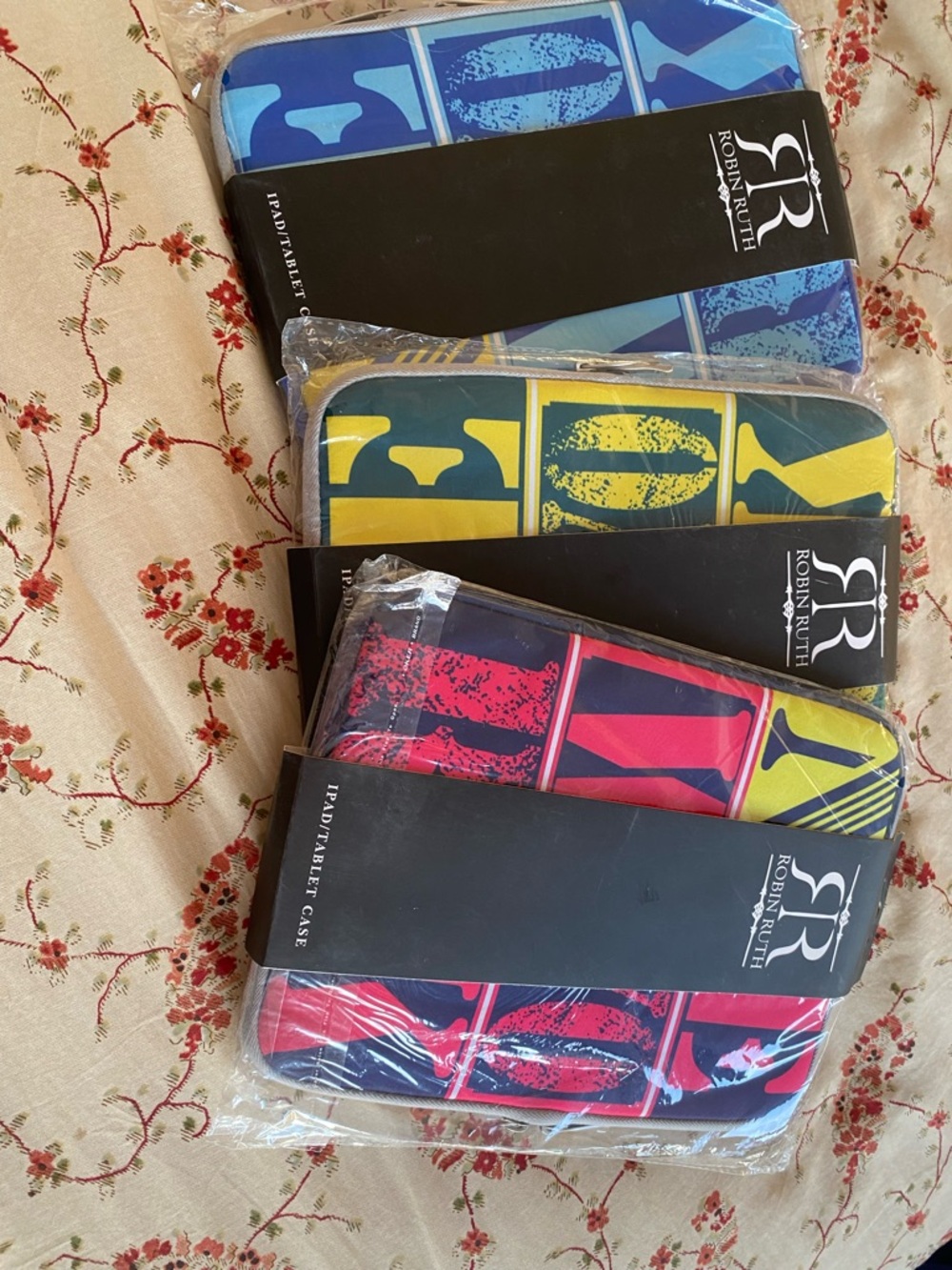 3 Robin Ruth Navy, Pink and Yellow Graphic Tablet Sleeve. Will sell separately.